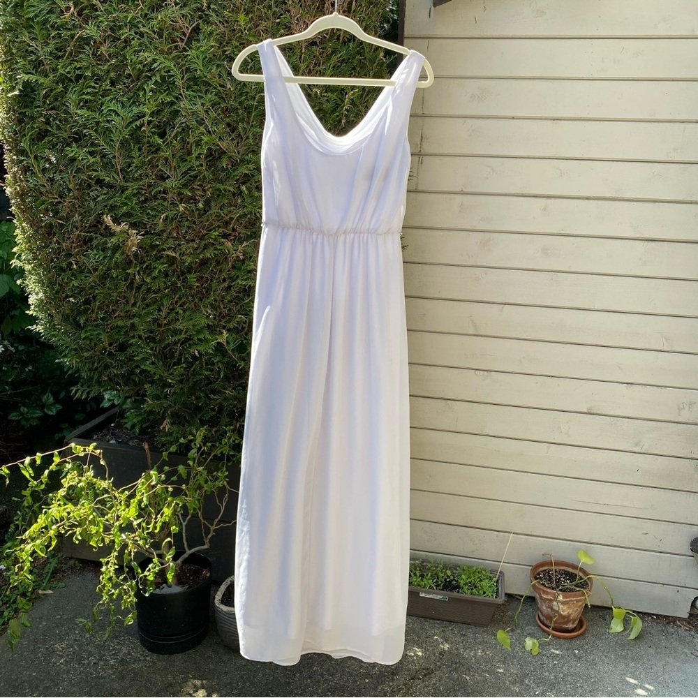 Nouvelle Amsale S Grey Mist Sleeveless Scoop neck Bridesmaid Dress Floor length‌